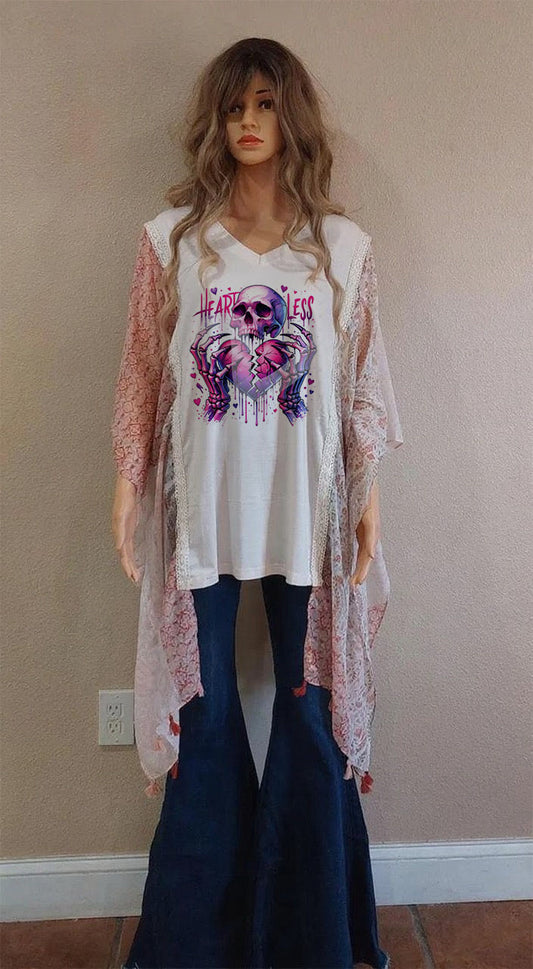 Skull Head Printed Bat Sleeve Top