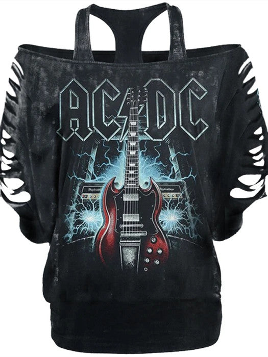 Famous band print short-sleeved T-shirt