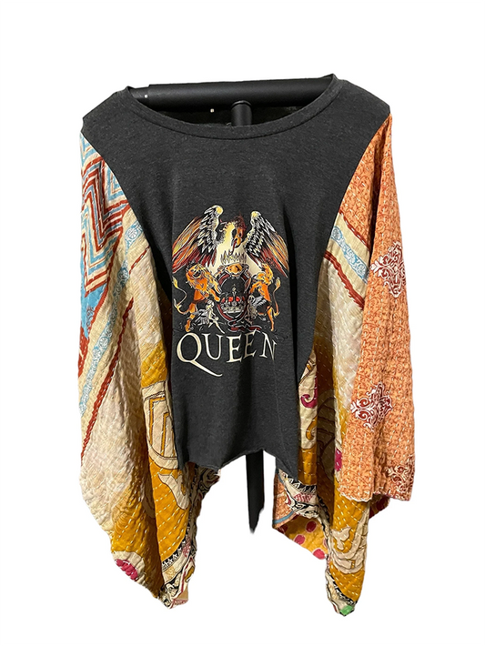 QUEEN printed bat sleeve top