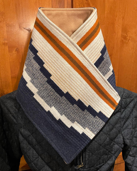 Western Cowboy Navy Aztec Warm Neck Hood