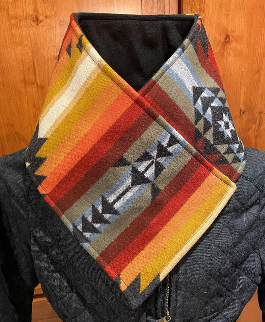 Western Cowboy Yellow Aztec Warm Neck Hood