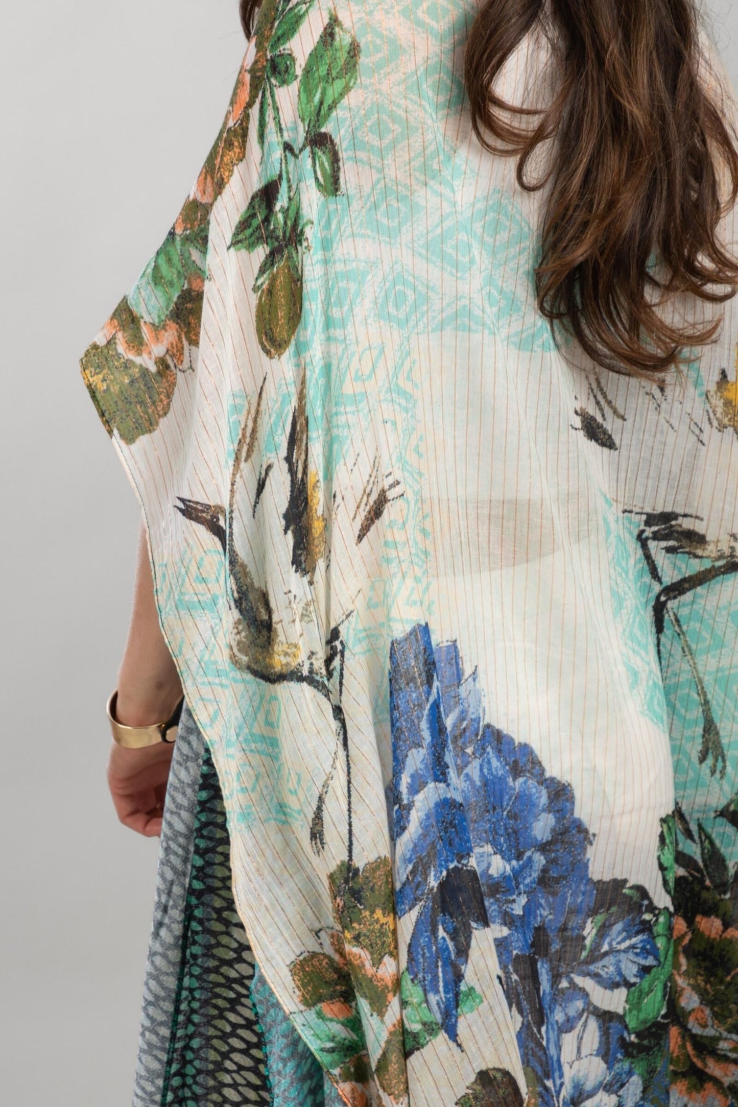 Shimmering Floral Print Kimono