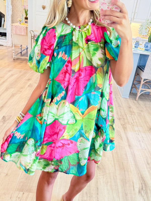 Mix Tropical Print Mini Dress