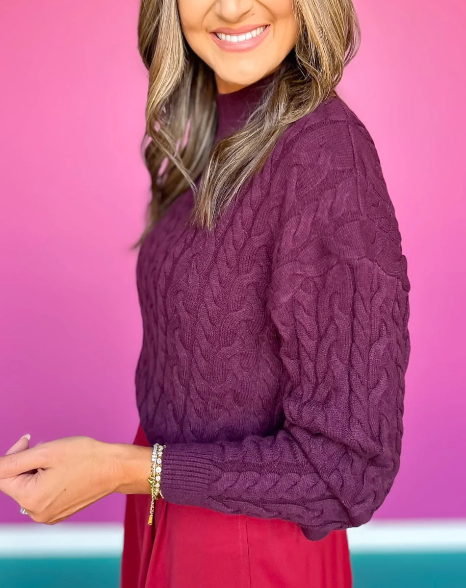 Bubble Knit Turtleneck Sweater