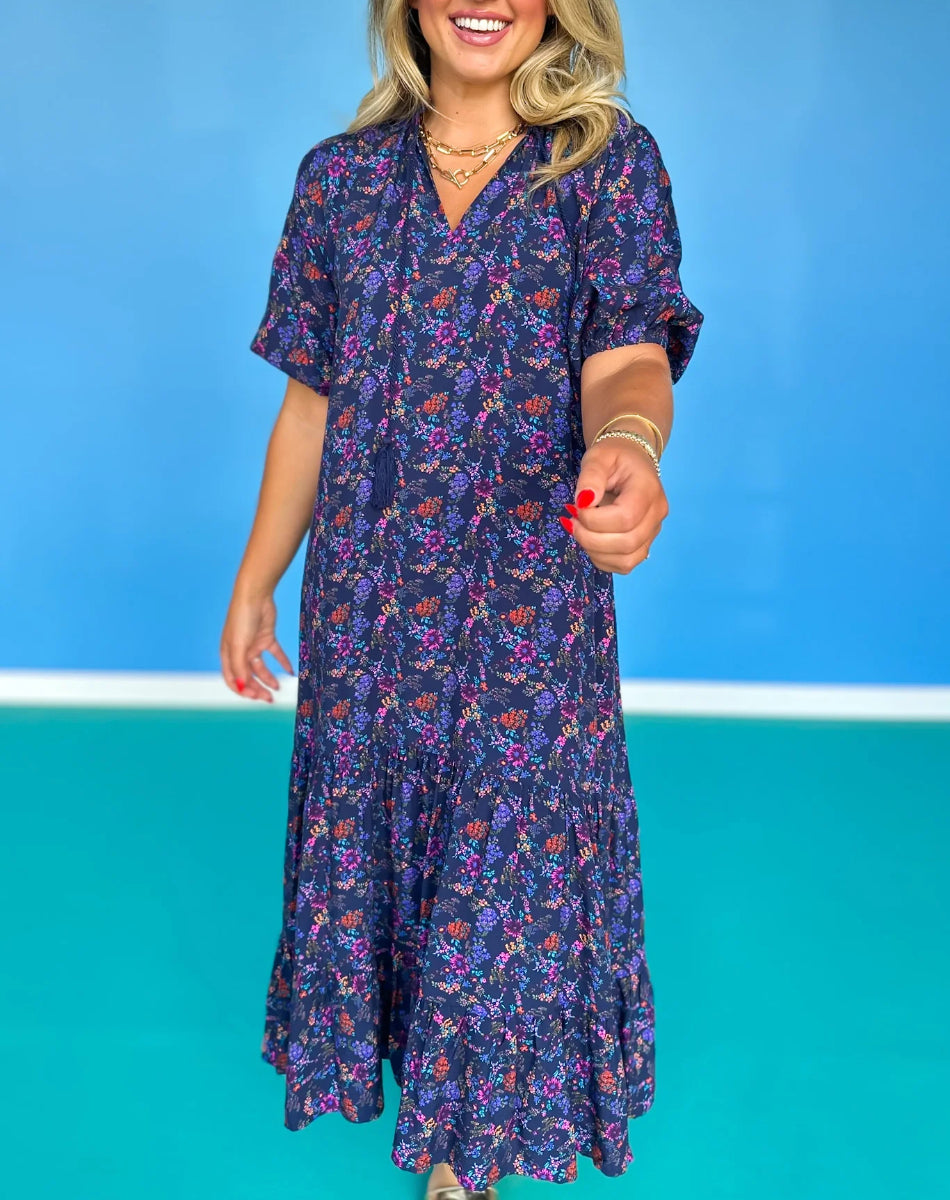 Floral short-sleeved maxi dress