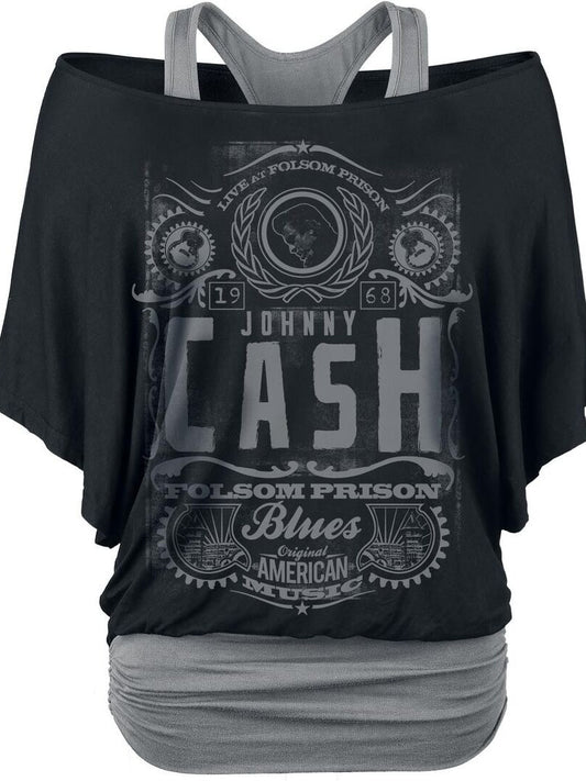 Ladies Print Bat Sleeve T-shirt