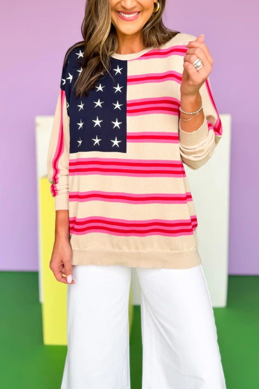 American Flag Motif Sweater
