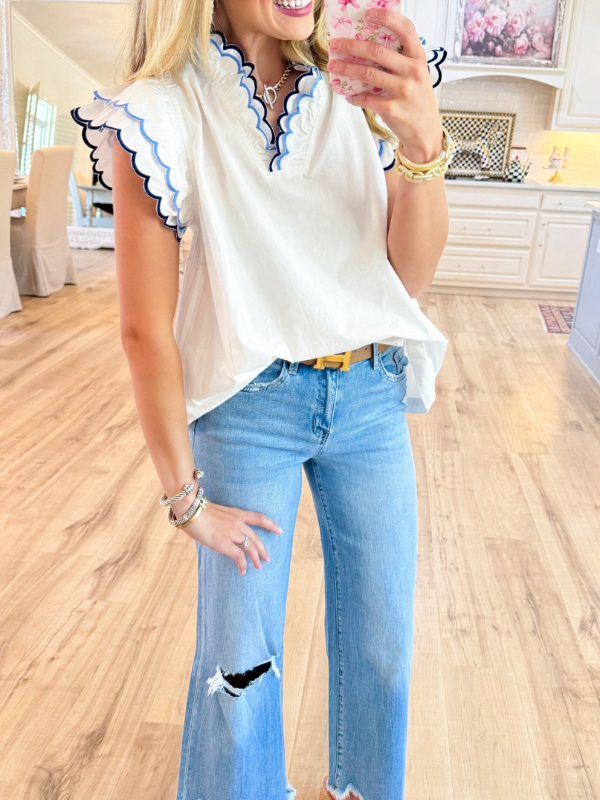 Off White Scalloped Blouse