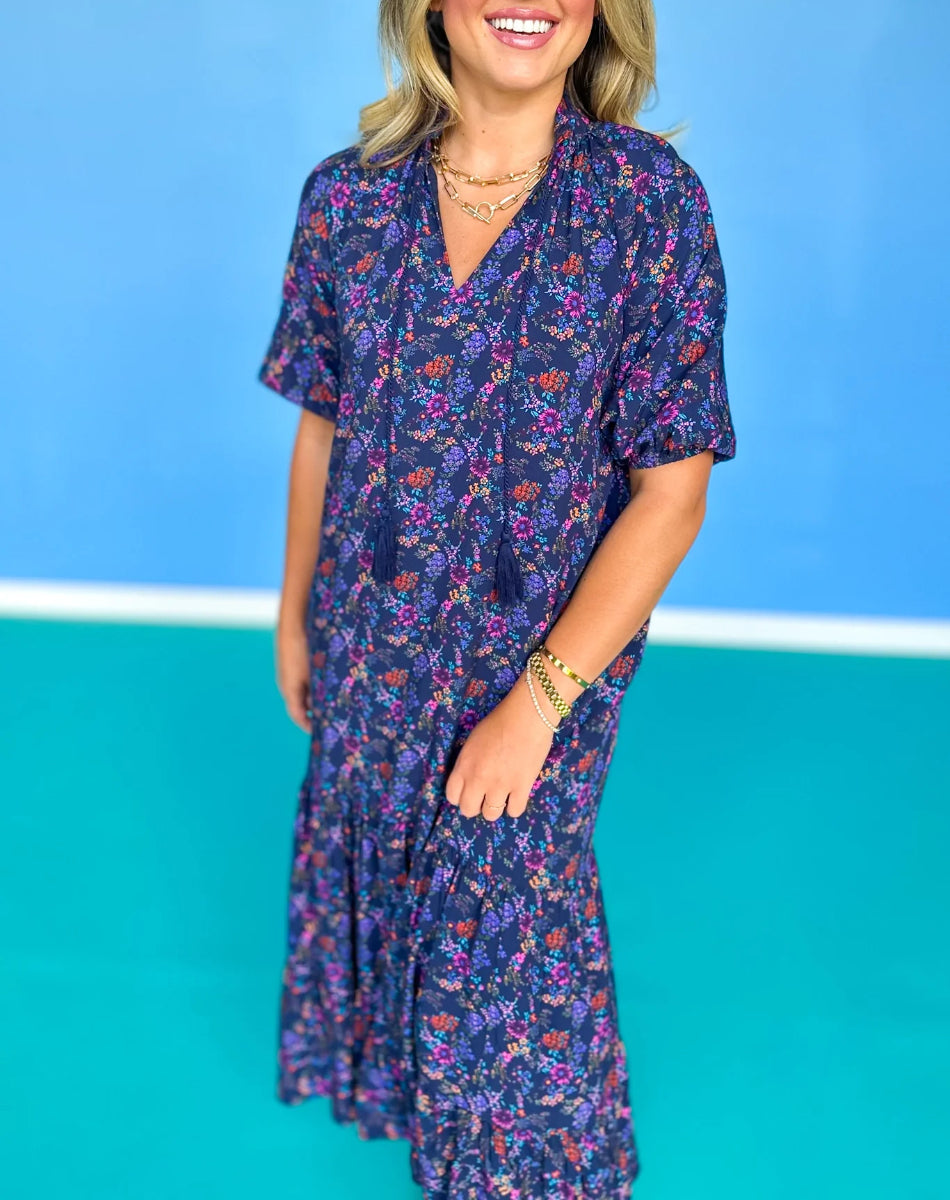 Floral short-sleeved maxi dress