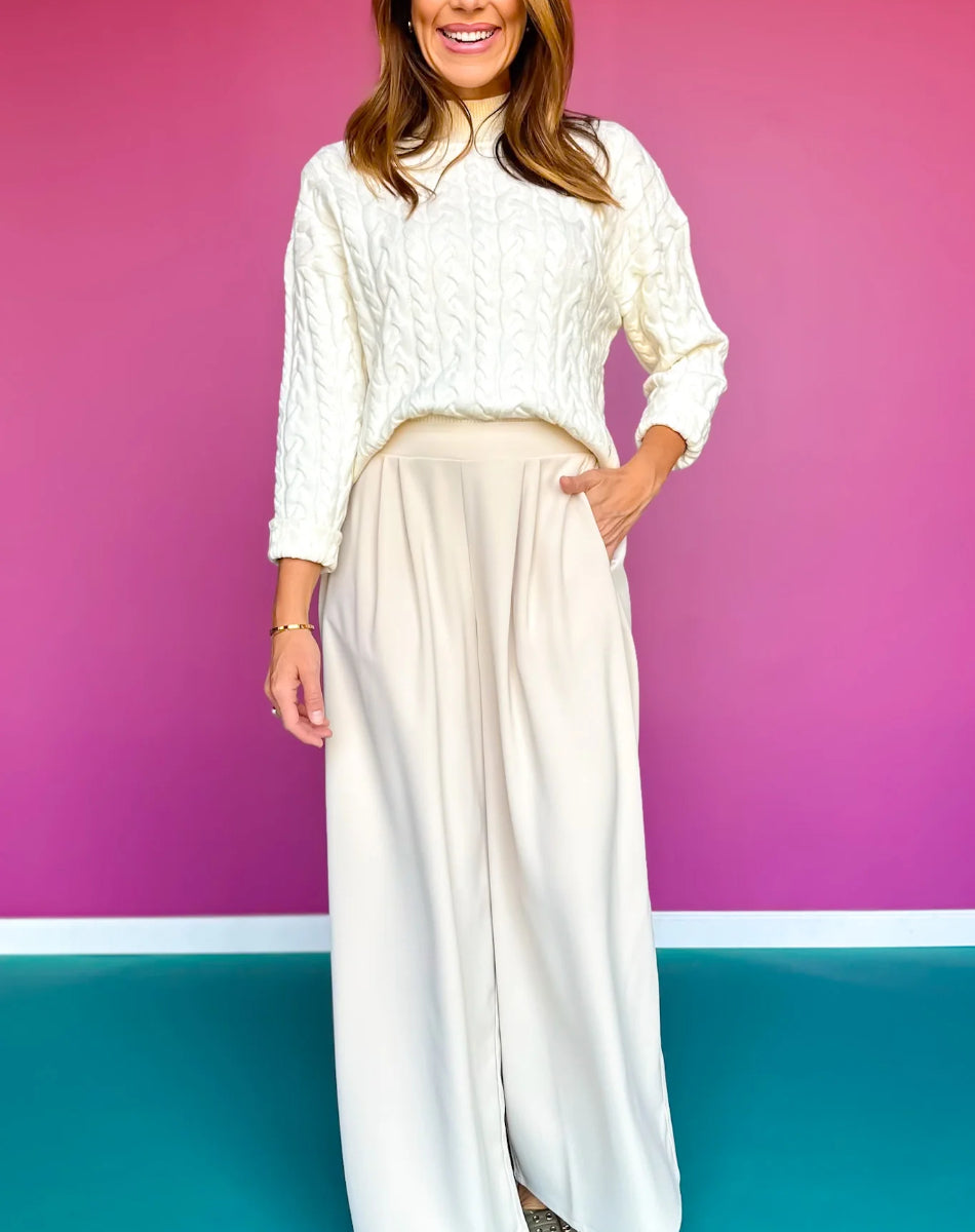 Bubble Knit Turtleneck Sweater