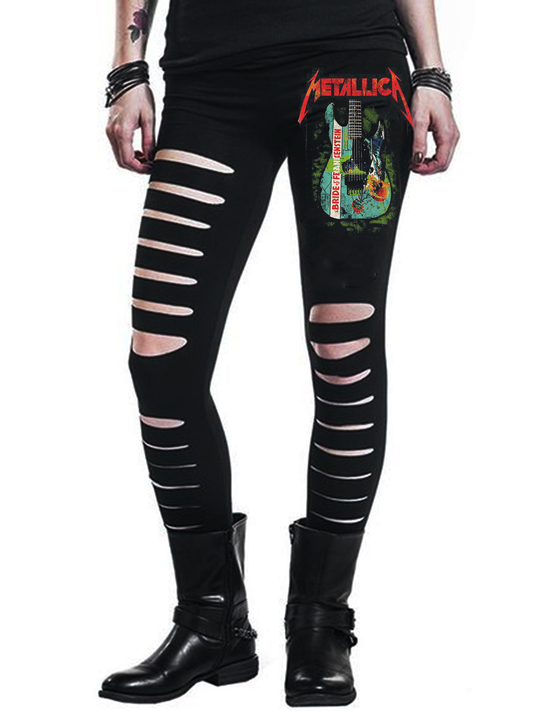 Punk print ripped trousers
