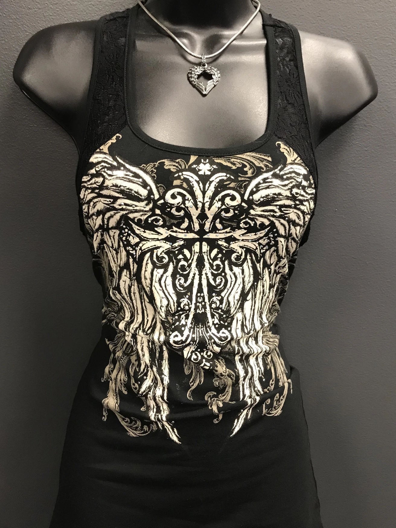 Punk skull print sleeveless T-shirt