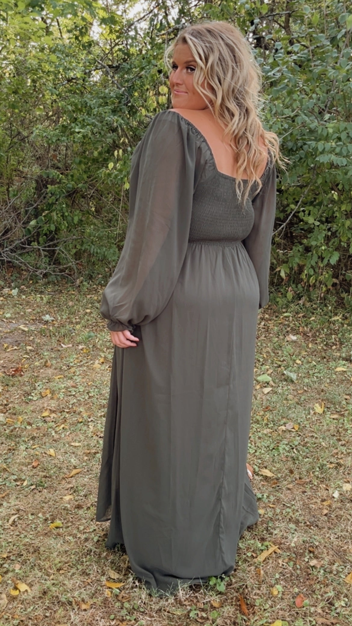 Timeless Romantic Chiffon Maxi Dress, Olive