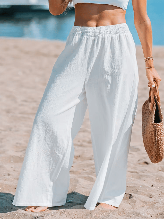 Women's Solid Color Simple Elastic Waist Vacation Casual Pants