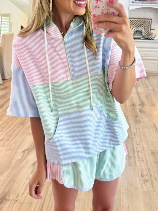 Heather Stripe Hoodie