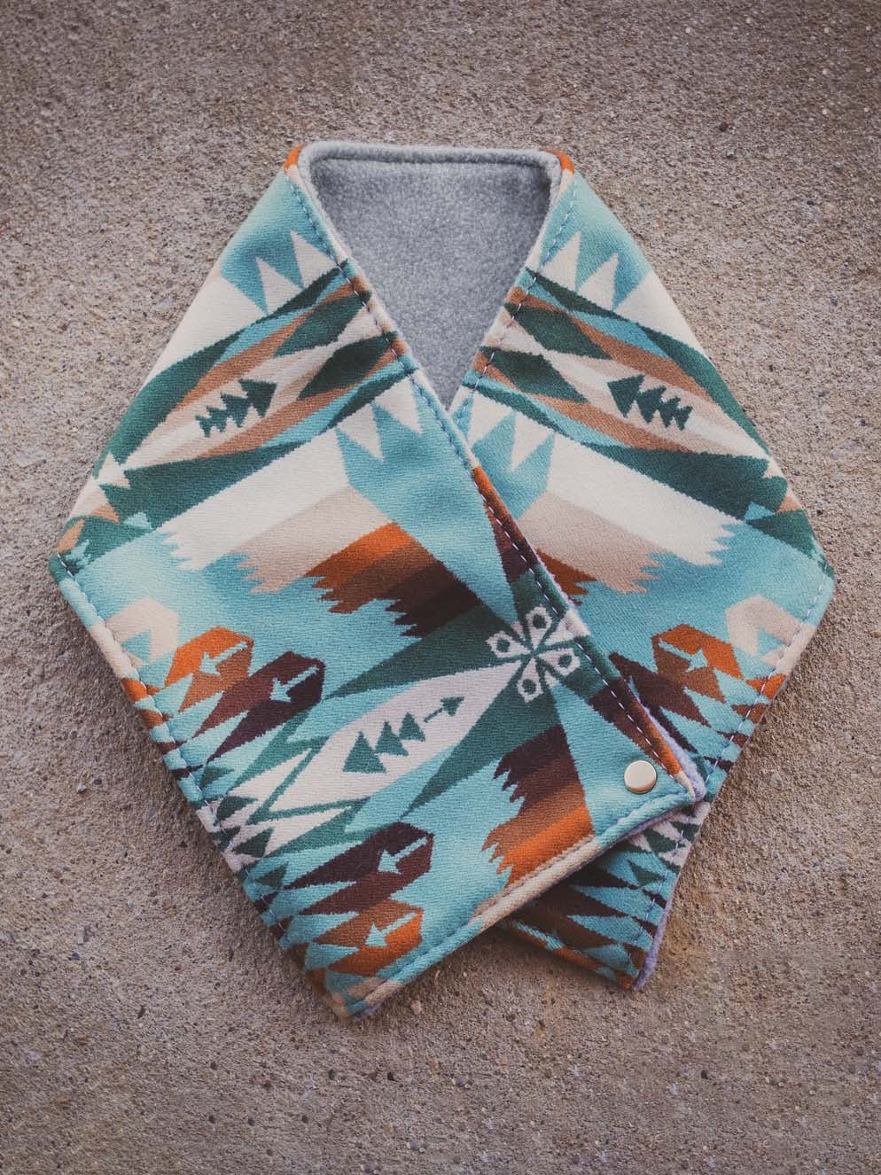 Western Green Aztec Warm Neck Hood