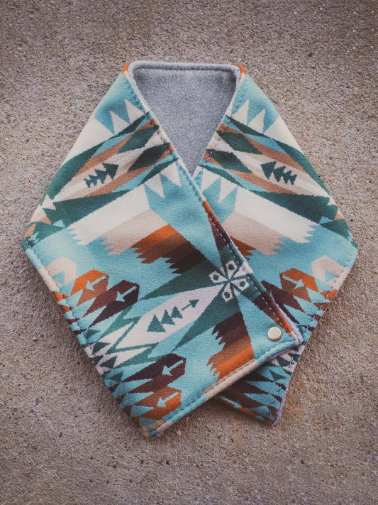 Western Green Aztec Warm Neck Hood