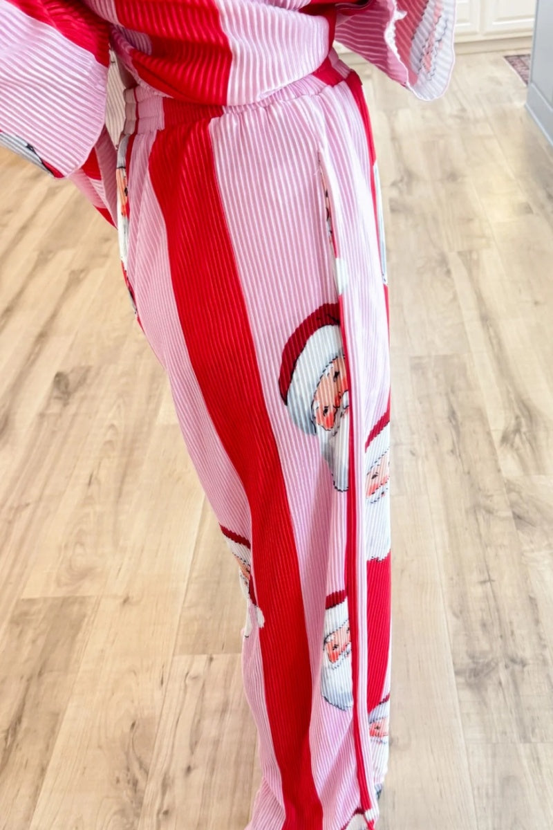 Pink and Red Santa Ribbed Set