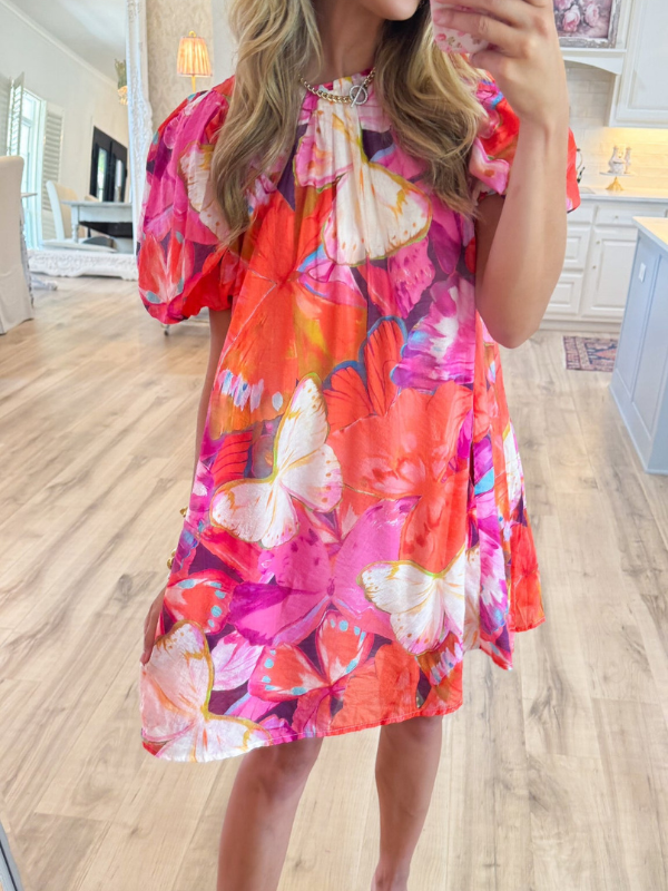 Mix Tropical Print Mini Dress
