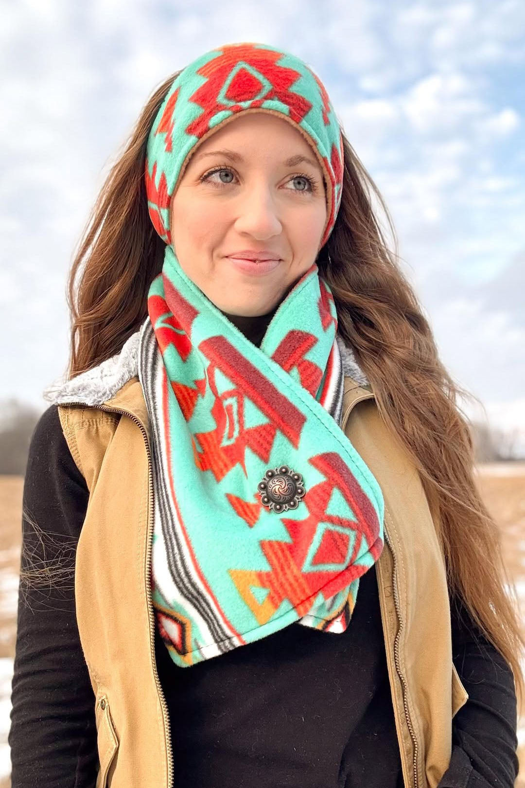 Western Warm Scarf with Matching Headband