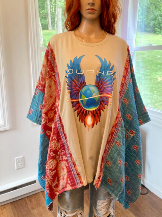 Journey Inspired Kantha Bat Sleeve Top