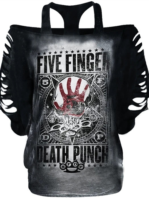 Famous band print short-sleeved T-shirt
