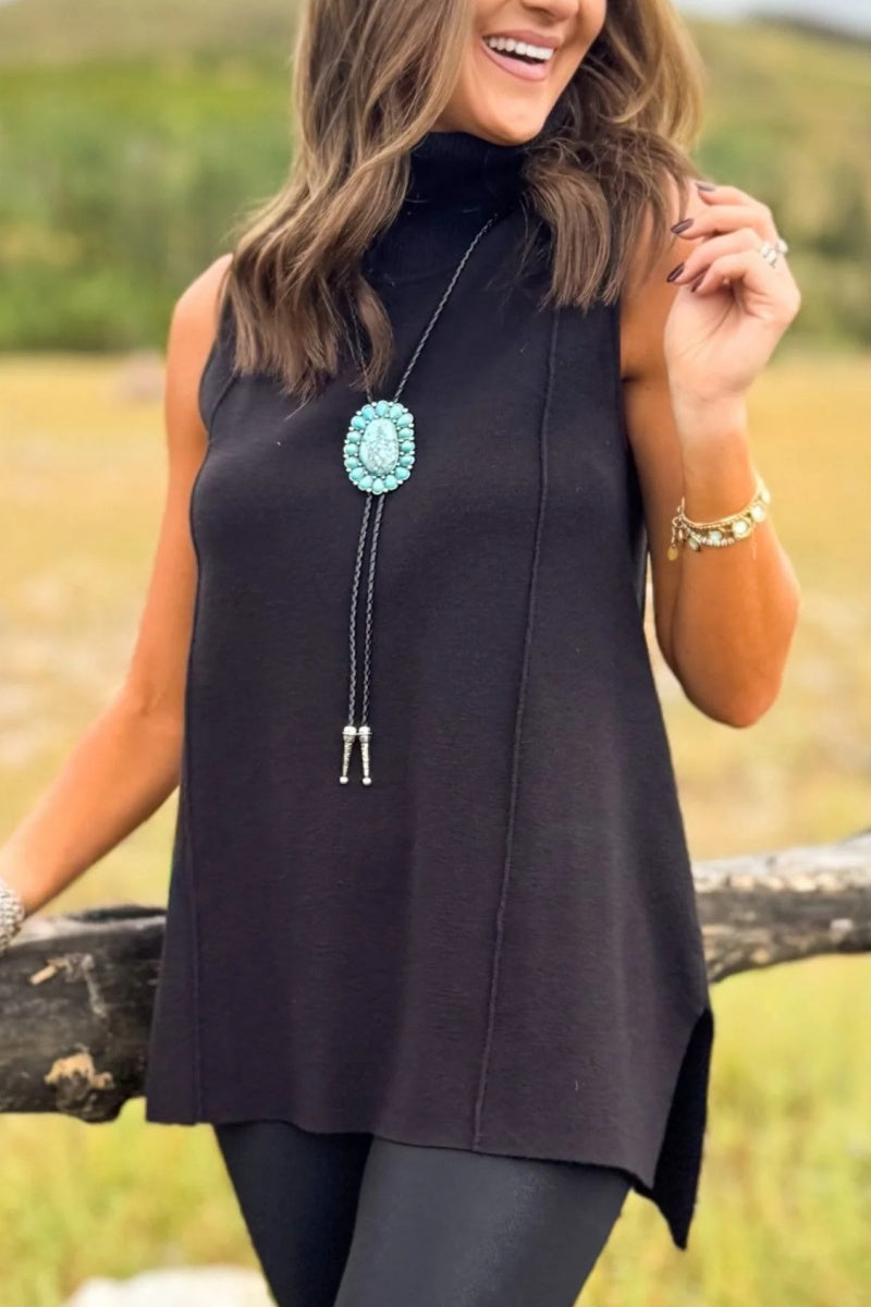 Lynn Sleeveless Mock Neck Sweater