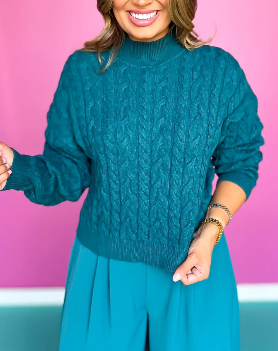 Bubble Knit Turtleneck Sweater