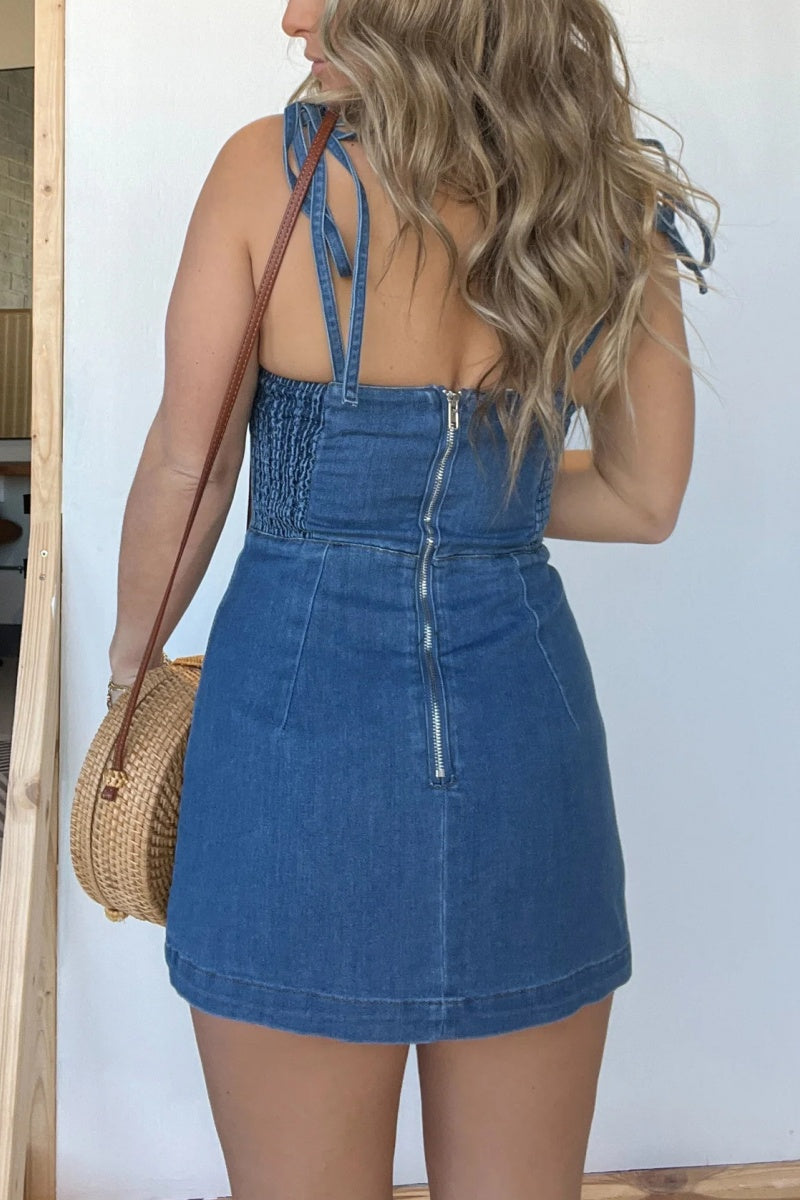 Dallas Denim Romper Dress