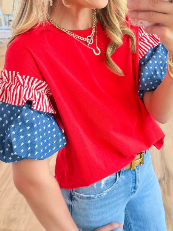 Women's American style puff sleeve top