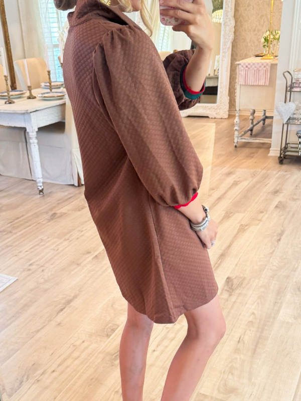 Brown 3/4 Sleeve Dress