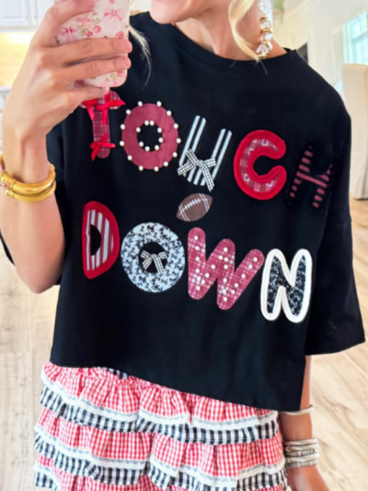Black and Red Touchdown Multi Graphic Tee