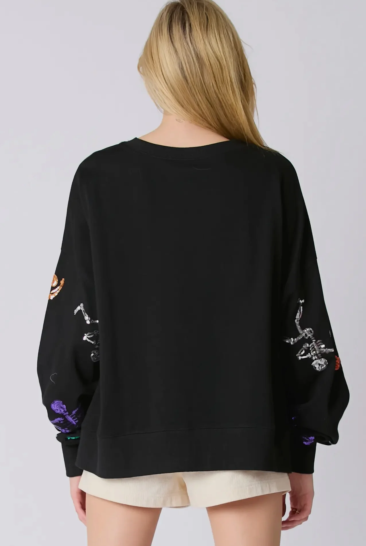 skull sequin embroidered sweatshirt