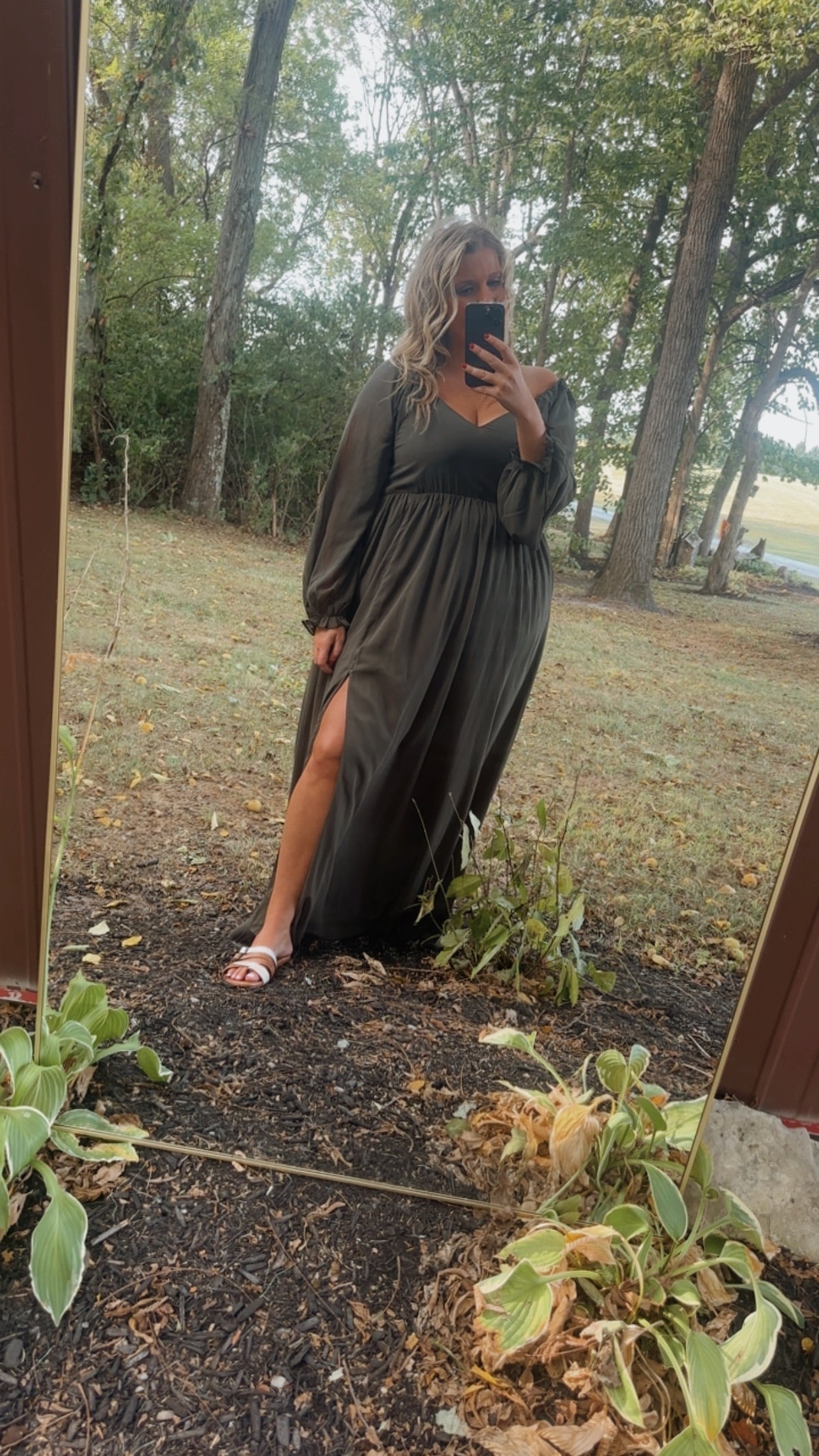 Timeless Romantic Chiffon Maxi Dress, Olive