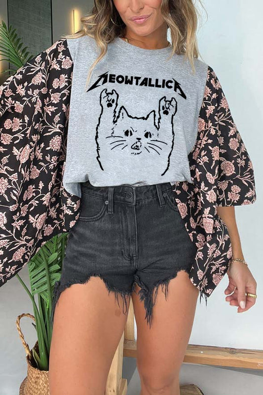 Meowtallica Heavy Metal Cat Funny Tee（No Patch）