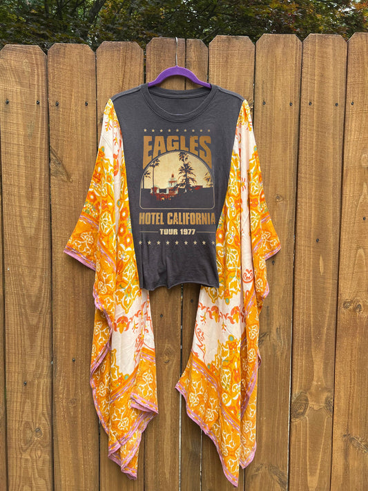 EAGLES Retro Print Mixed T-Shirt