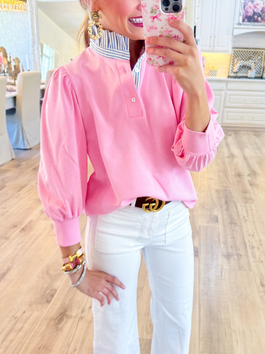 Contrast Ruffle Top