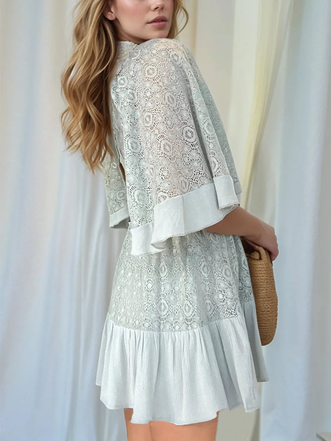 Sweet Detail Lace Back Mini Dress