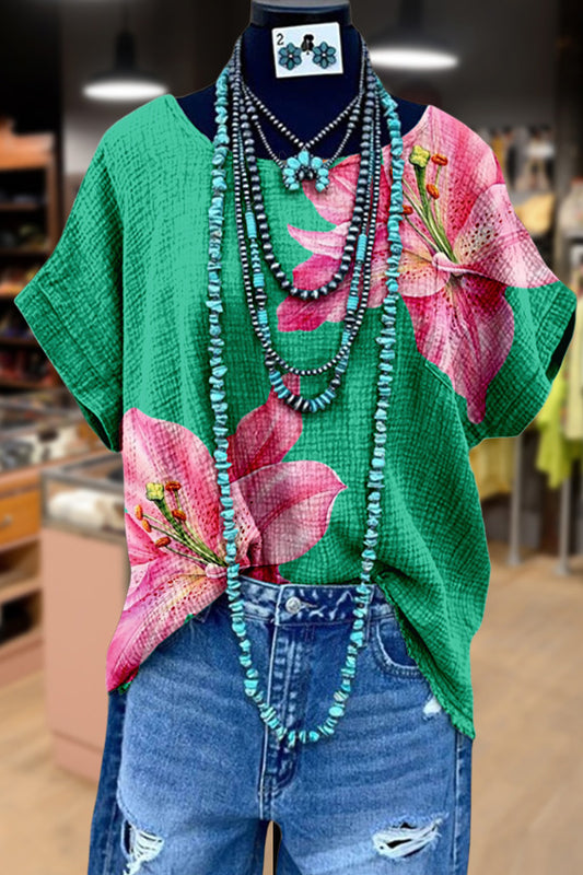 Lily Floral Print Dolman Sleeve Top