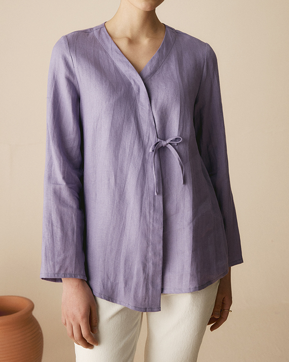 Linen Lace-Up Cardigan Top