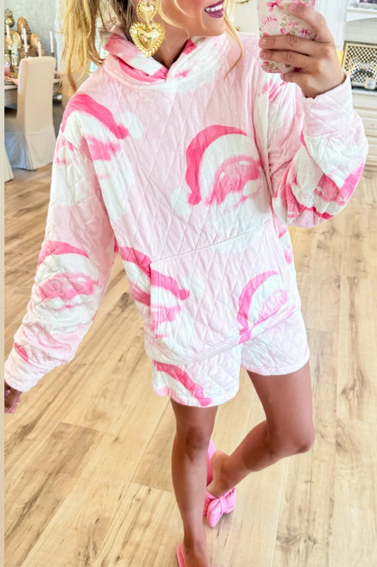 Pink Santa Quilted Fleece Short Set