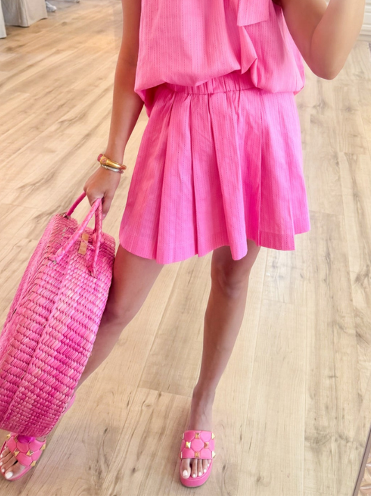 Bubblegum Pink Jacquard Stripe Skirt