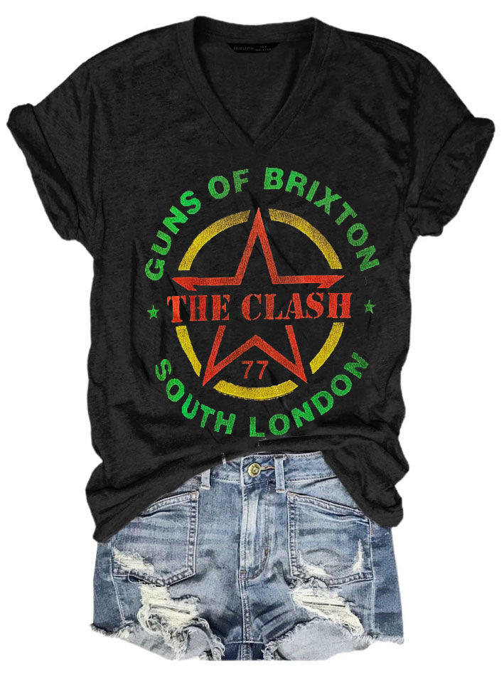 Punk print casual T-shirt