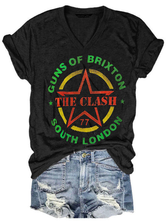 Punk print casual T-shirt