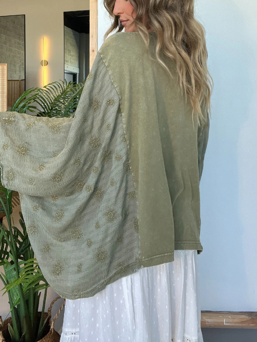 Peace Within Kimono Sleeve Tee Green
