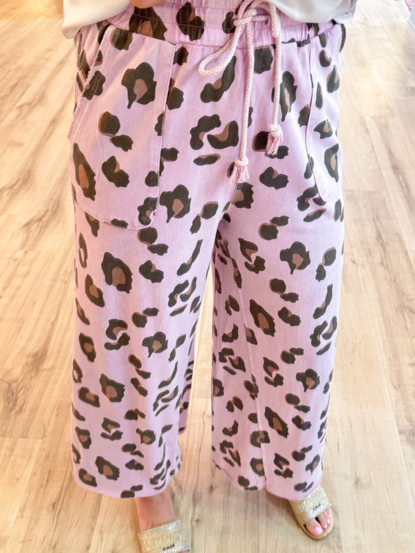 Cheetah Print Mineral Washed Wide Leg Pants