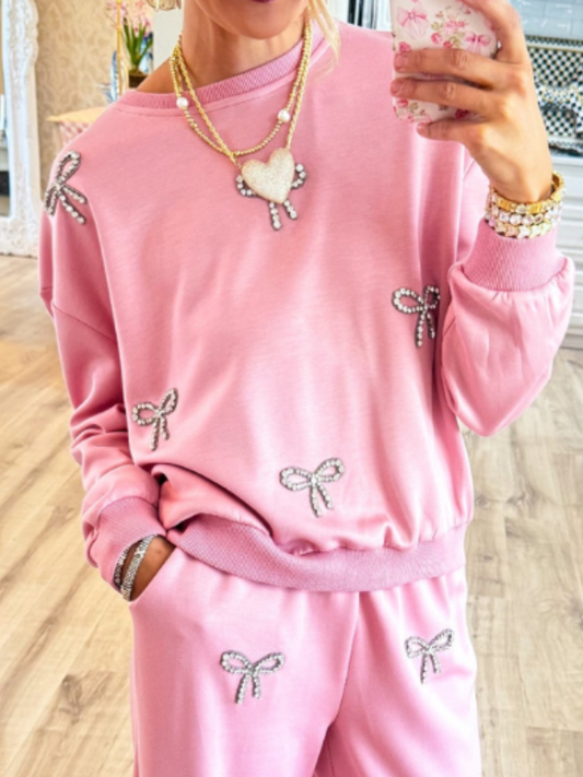 Blush Pink Rhinestone Bow top