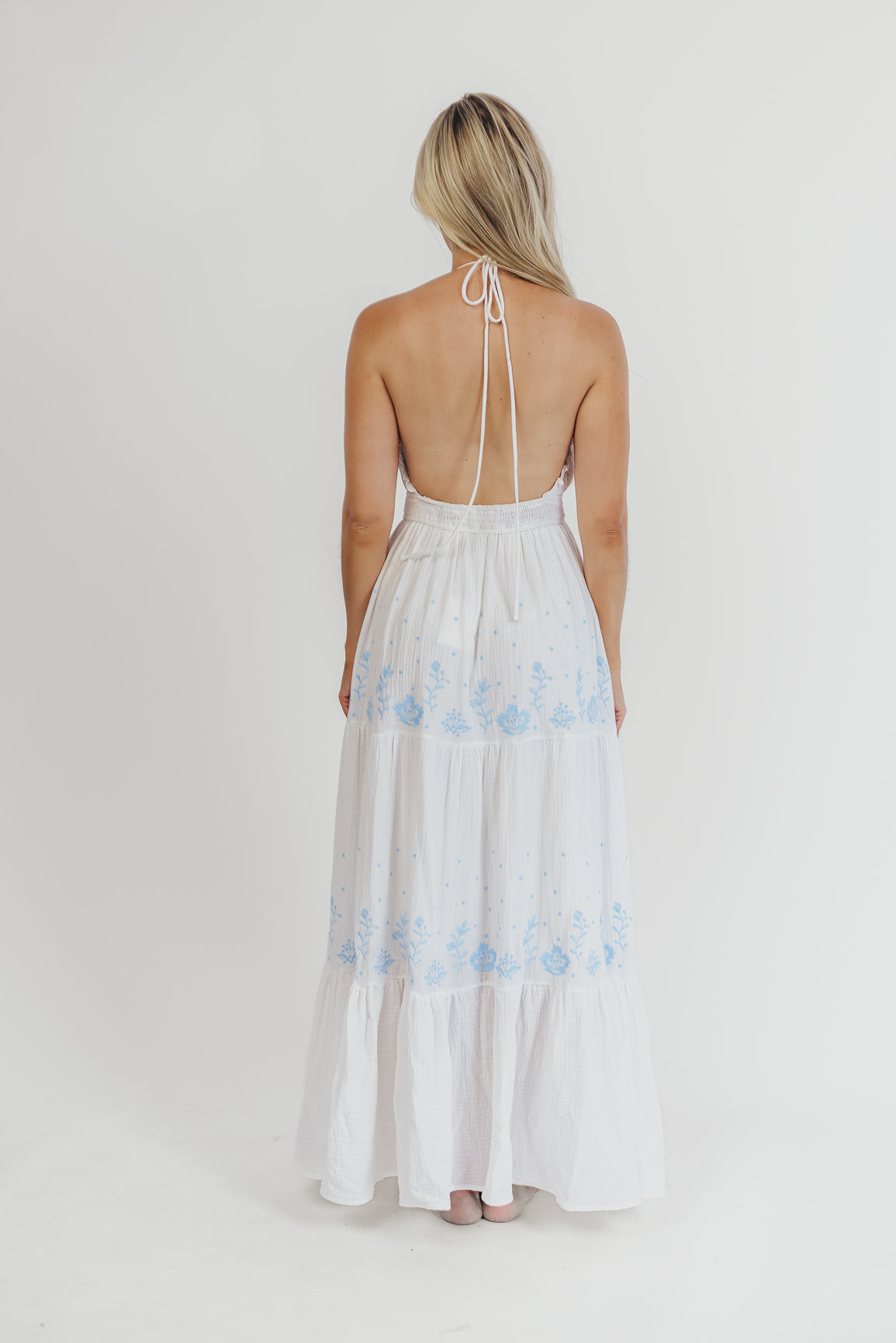 Lena Embroidered Maxi Dress (Off-White)
