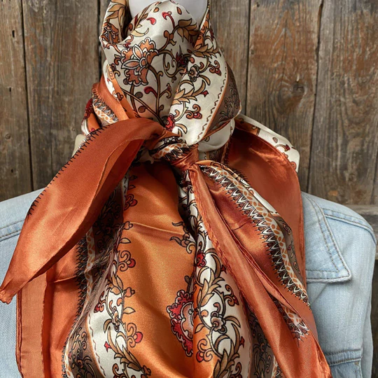 35x35" Burnt Orange and Tan Wild Rag/Scarf
