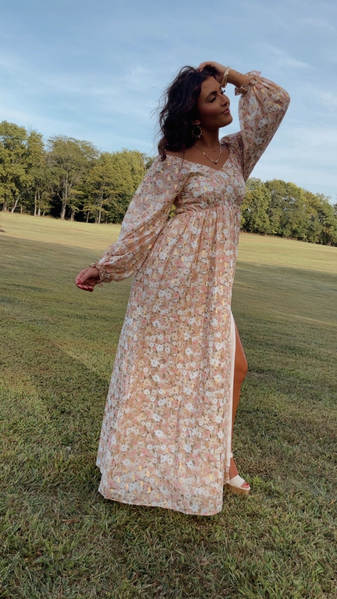 Timeless Romantic Chiffon Maxi Dress, Pink Floral